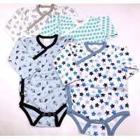 初生男嬰純棉長袖和尚袍 (4件一套) 6-9M